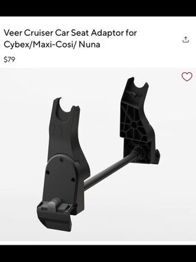 Veer Cruiser Car Seat Adapter for Cybex/Maxi-Cosi/Nuna - Black
